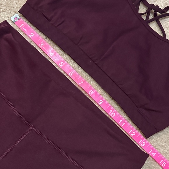 Fabletics Dash Seamless Bra II & Define Powerhold High-Waisted Leggings Burgundy - Picture 3 of 12